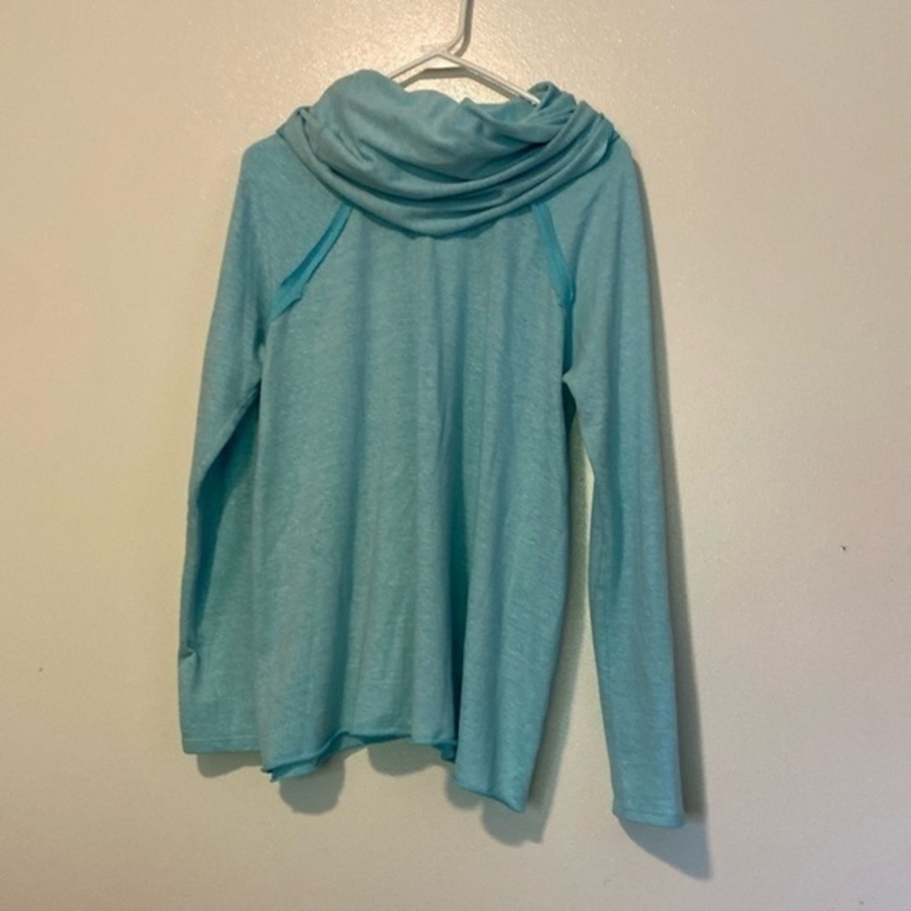 My Beloved… raw hem cowl neck long sleeve dream shirt lg